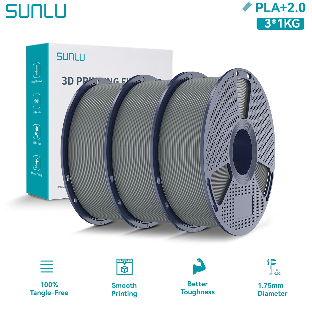 Filament SUNLU PLA Plus Szary (GRAY)