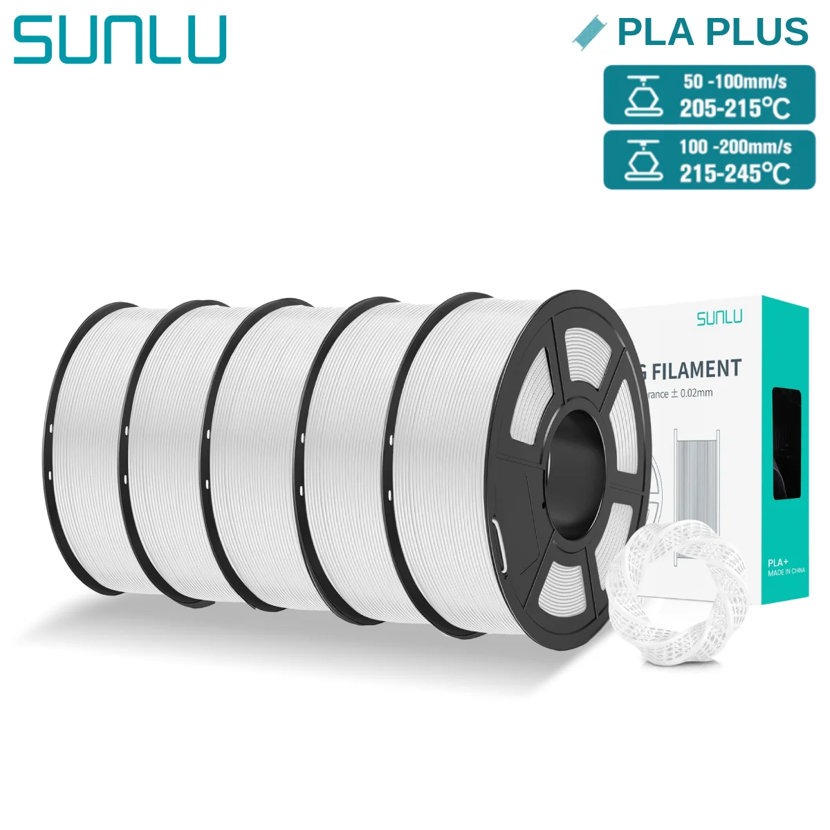 Filament SUNLU PLA Plus Biały (WHITE)