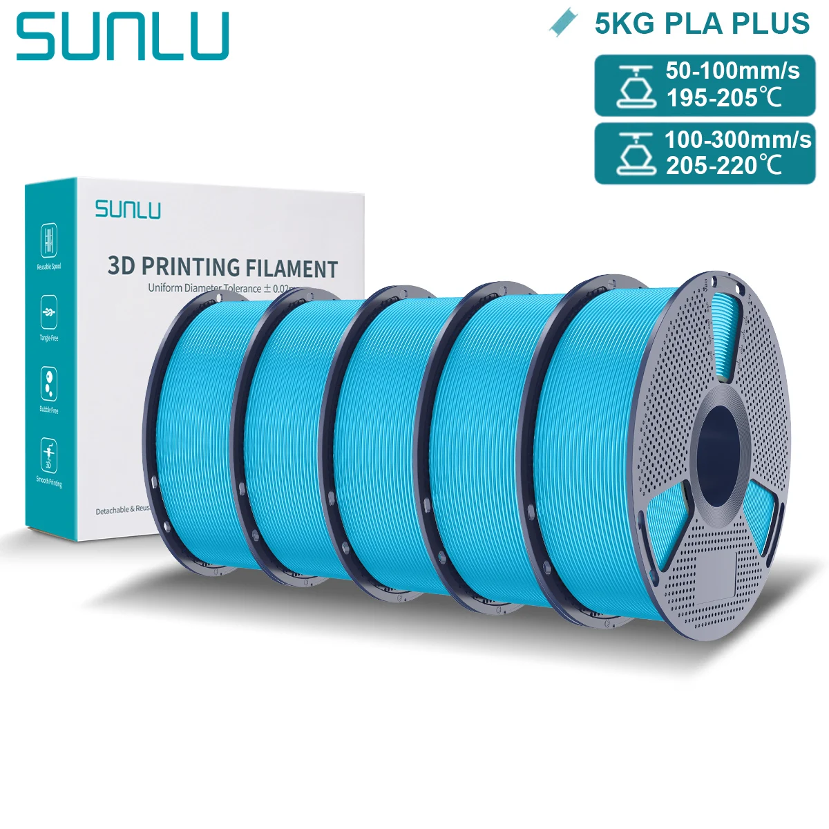 Filament SUNLU PLA Plus Niebieski (BLUE)