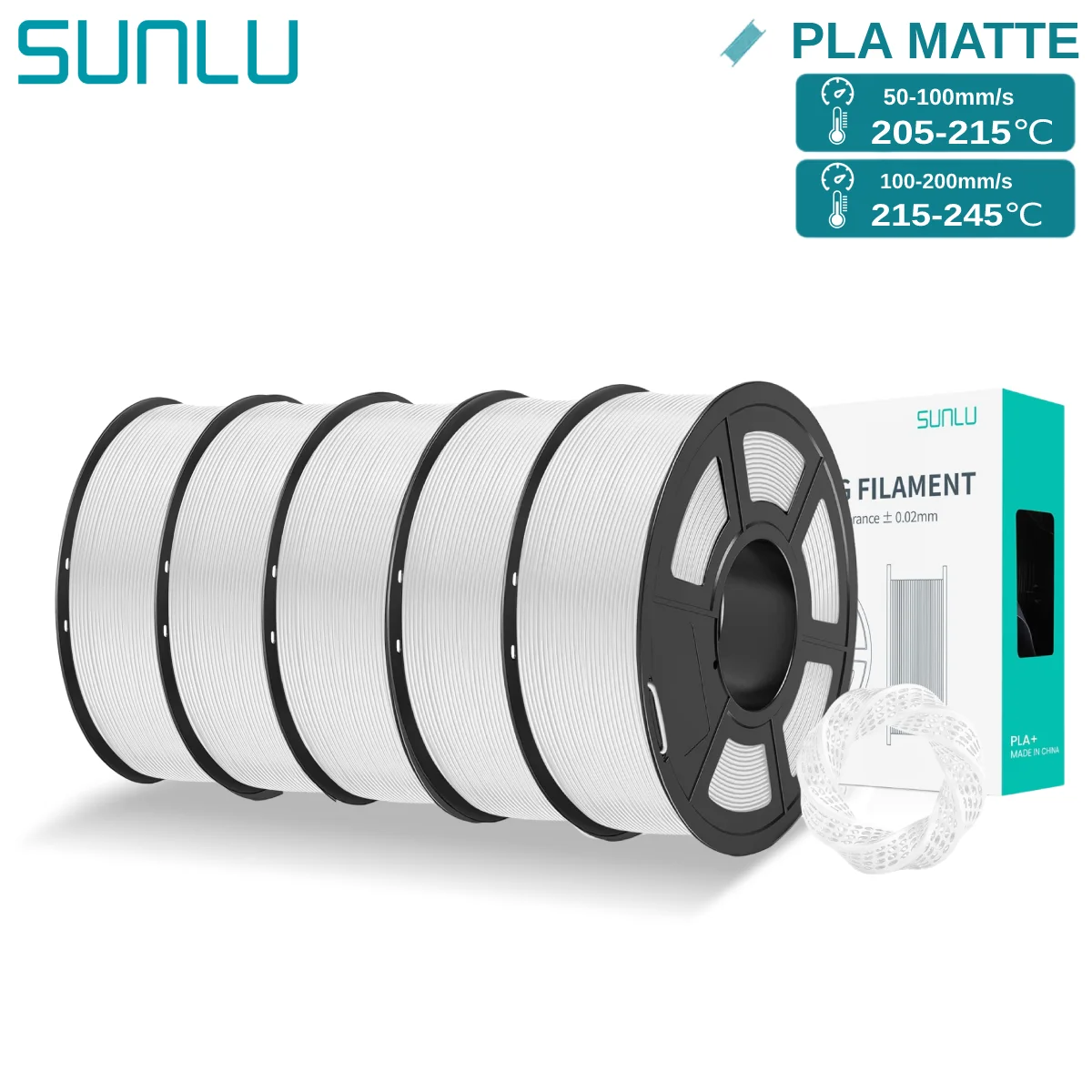 Filament SUNLU PLA High-Speed Biały Matowy (WHITE MATTE)