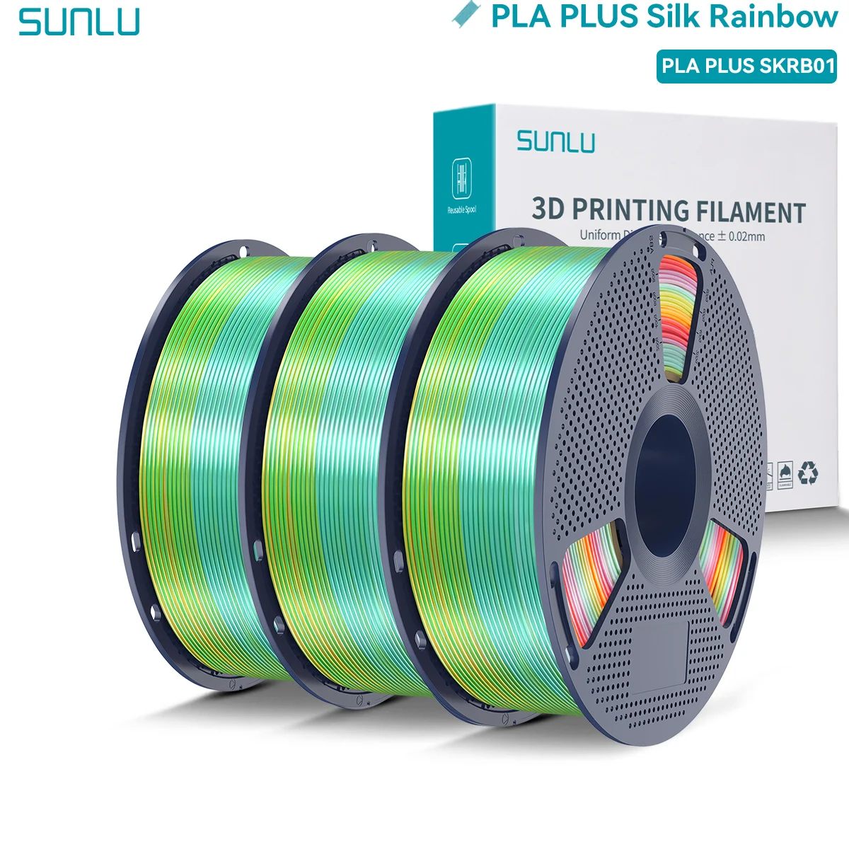 Filament SUNLU PLA Plus  Tęczowy Jedwabny (RAINBOW SILK)