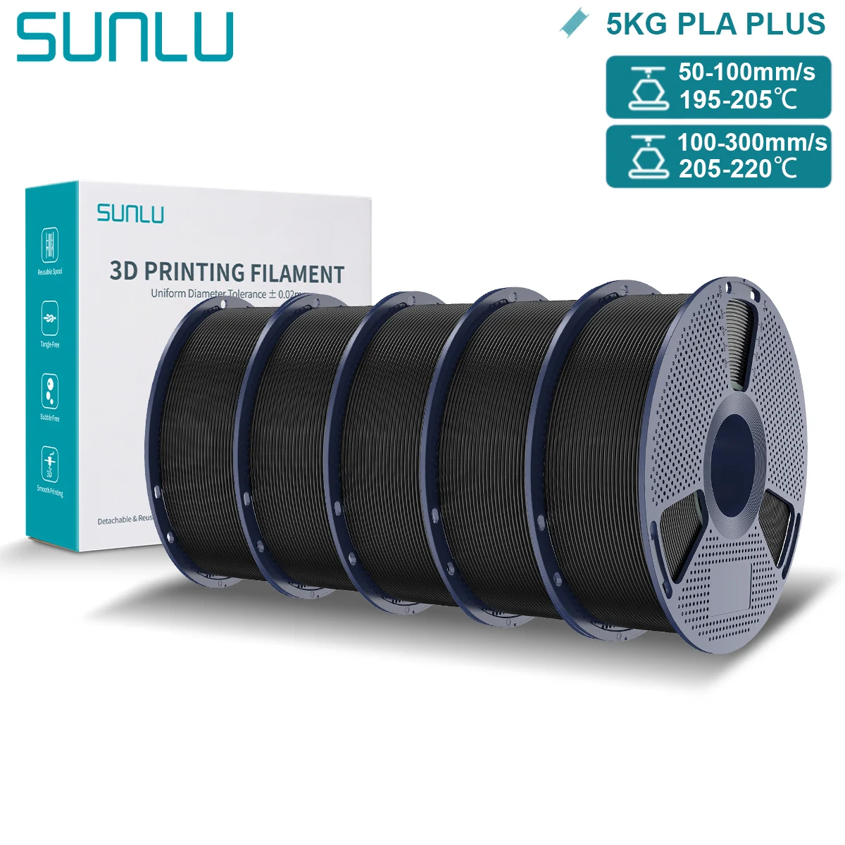Filament SUNLU PLA Plus Czarny (BLACK)