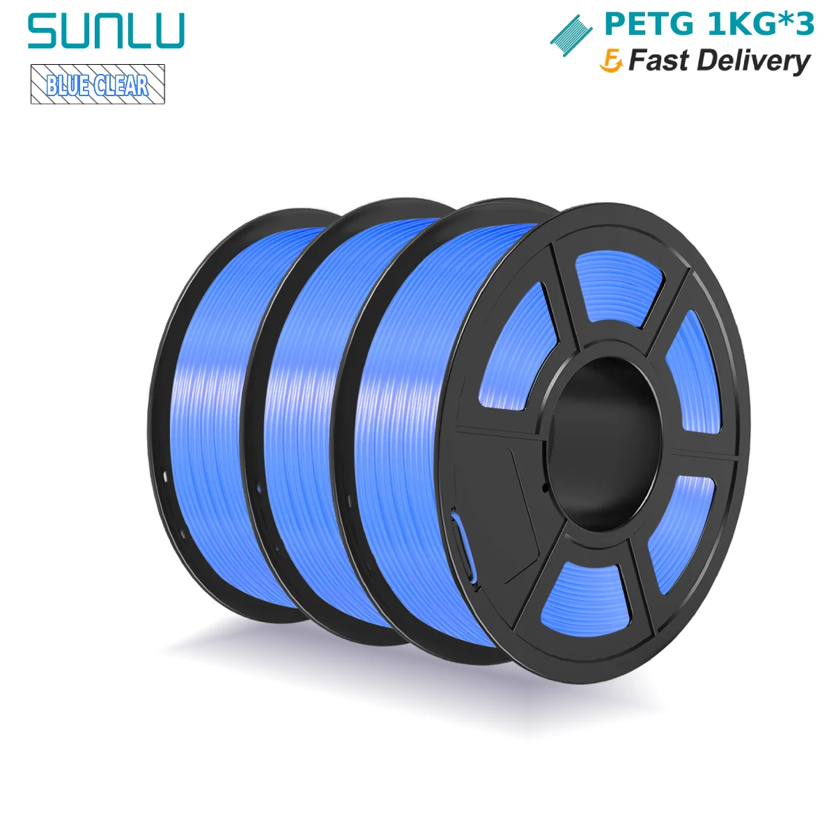 Filament SUNLU PETG Niebieski Przezroczysty (BLUE TRANSPARENT)