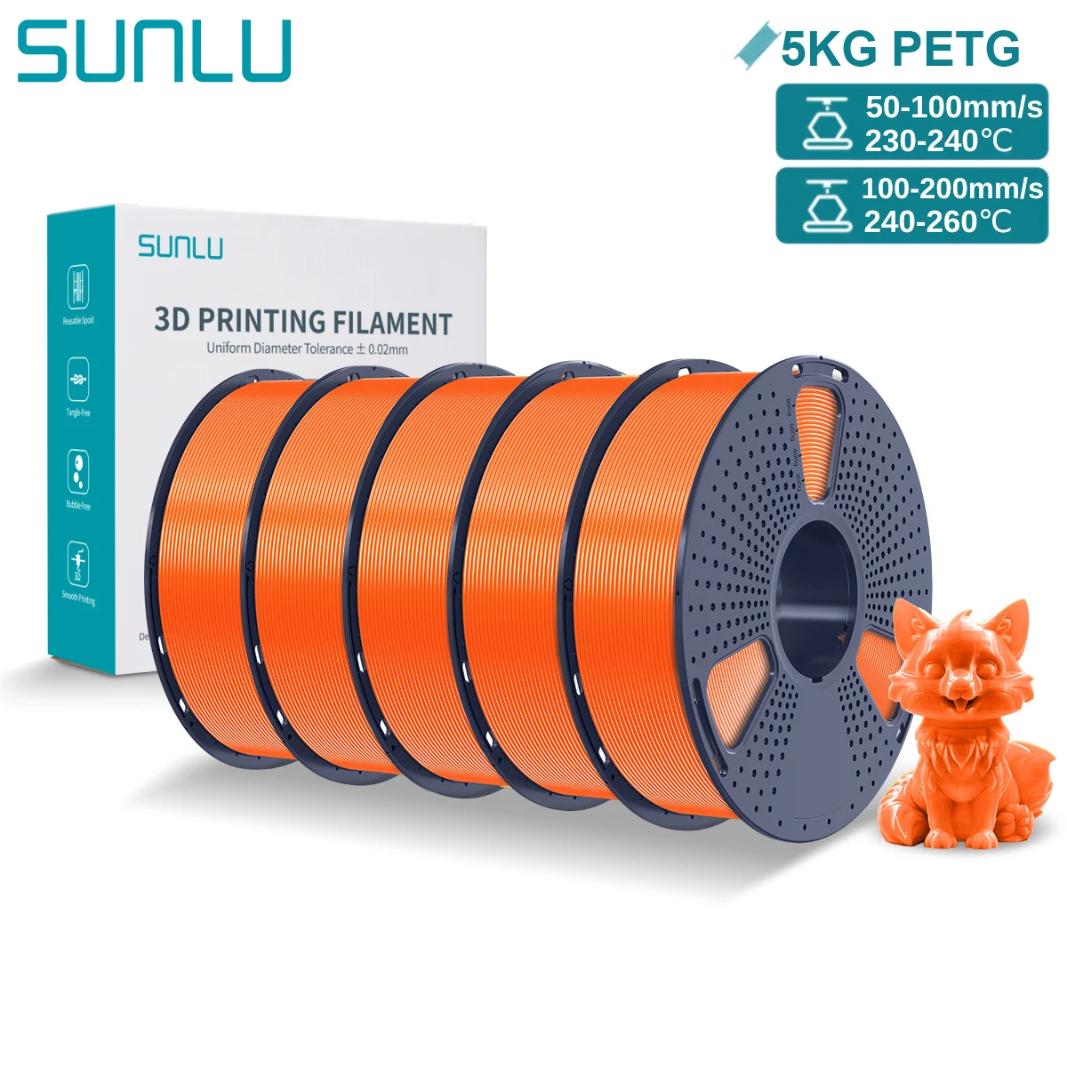 Filament SUNLU PETG Pomarańczowy (ORANGE)
