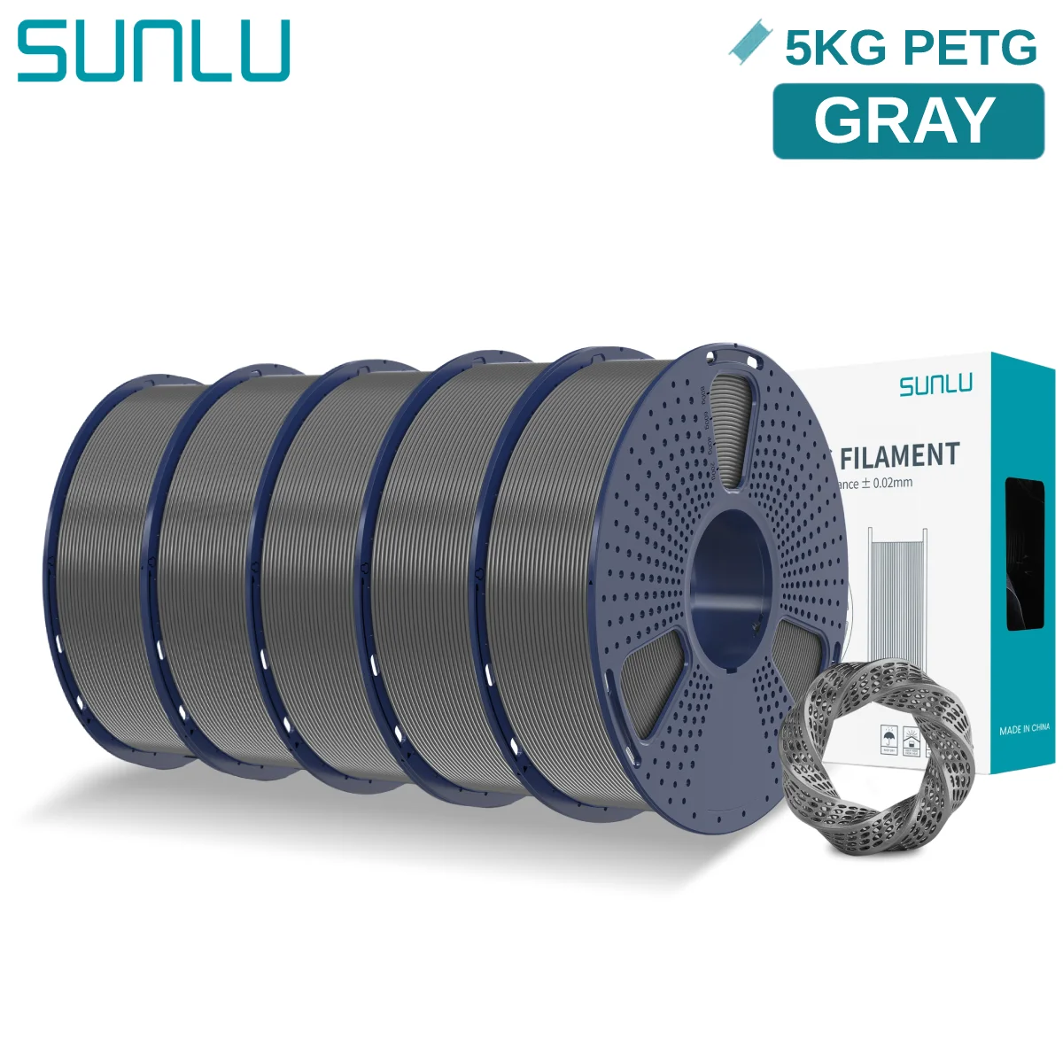 Filament SUNLU PETG Szary (GRAY)