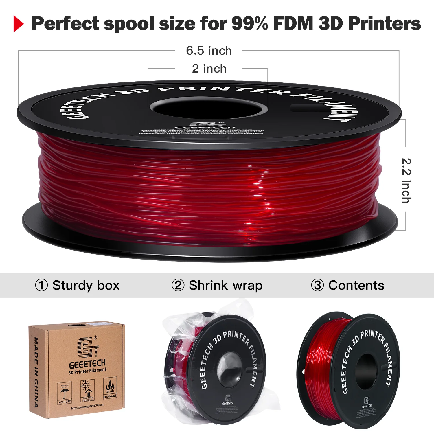 Filament GEEETECH TPU Czerwony (RED)