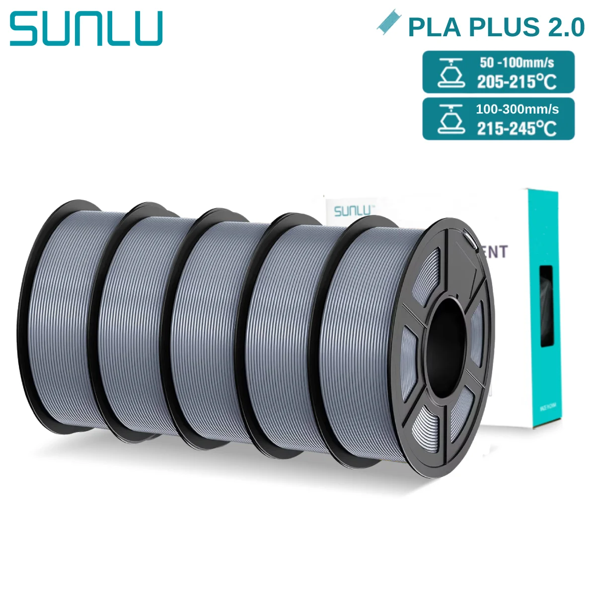 Filament SUNLU PLA Plus Srebrny (SILVER)