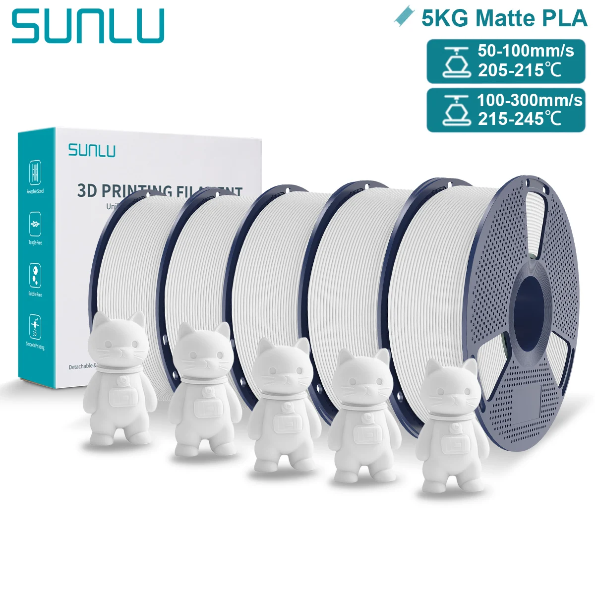Filament SUNLU PLA Biały Matowy (WHITE MATTE)