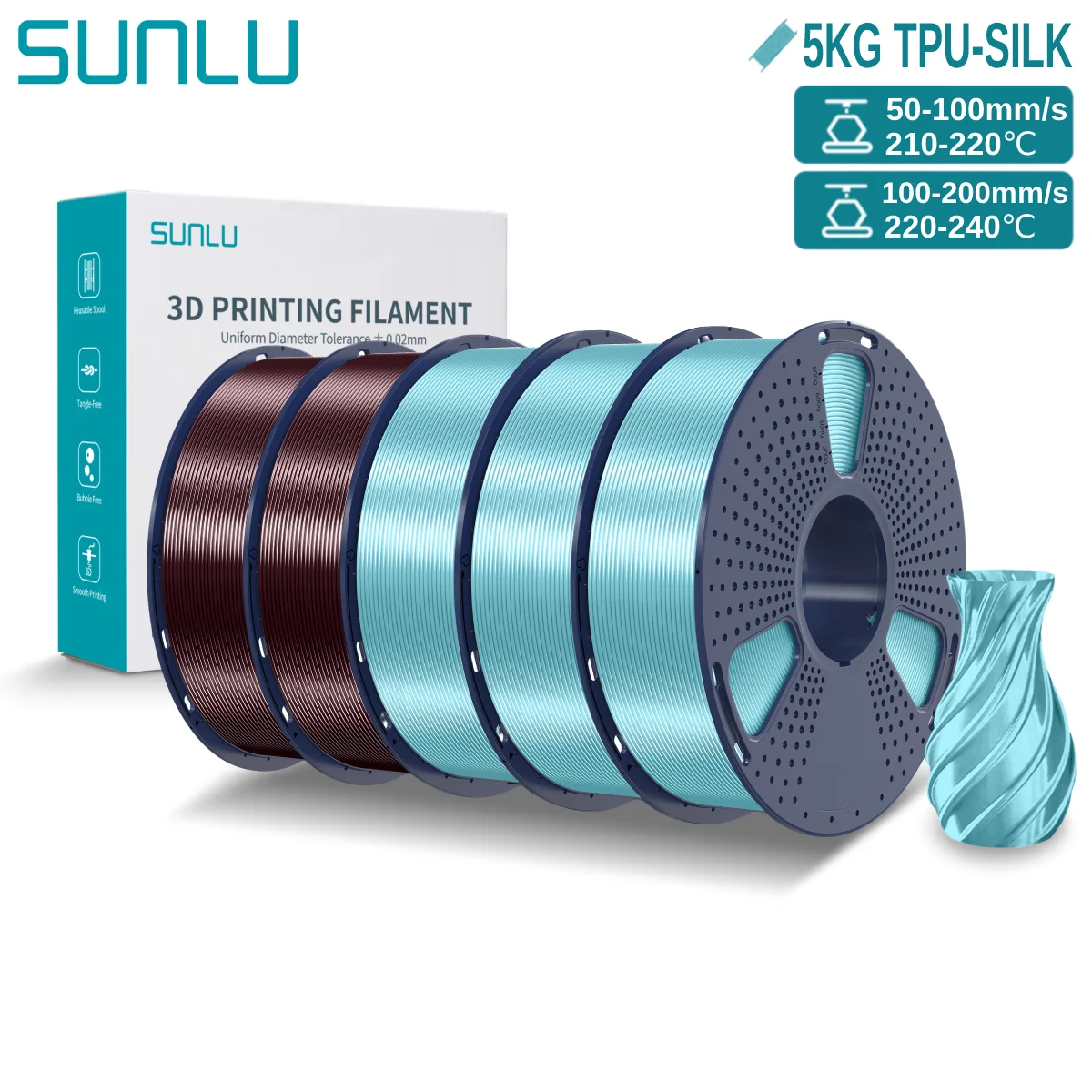 Filament SUNLU UNKNOWN High-Speed Niebieski Jedwabny (BLUE SILK)