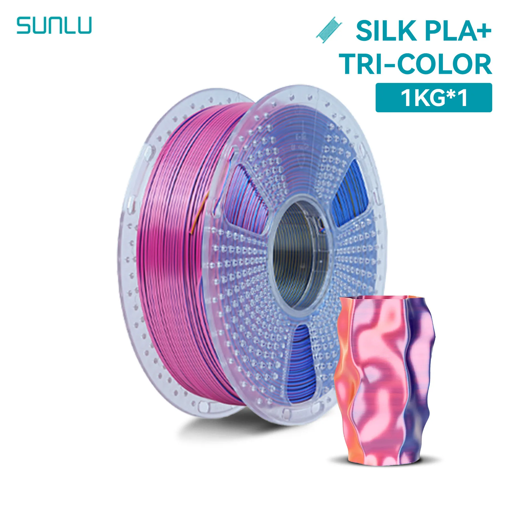 Filament SUNLU PLA Niebieski Trójkolorowy Jedwabny (BLUE TRIPLE SILK)