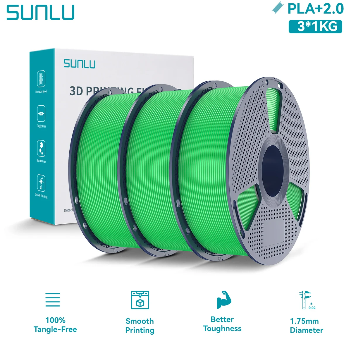 Filament SUNLU PLA Plus Zielony (GREEN)