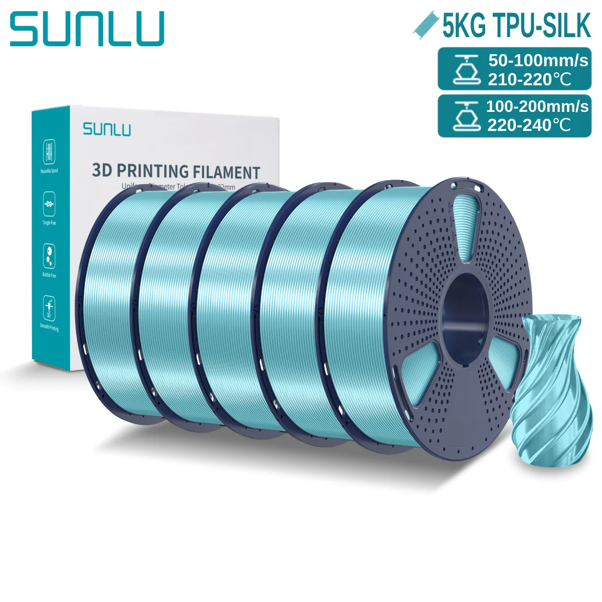 Filament SUNLU PLA High-Speed Niebieski Jedwabny (BLUE SILK)