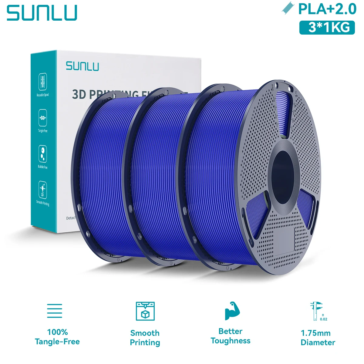 Filament SUNLU PLA Plus Niebieski (BLUE)