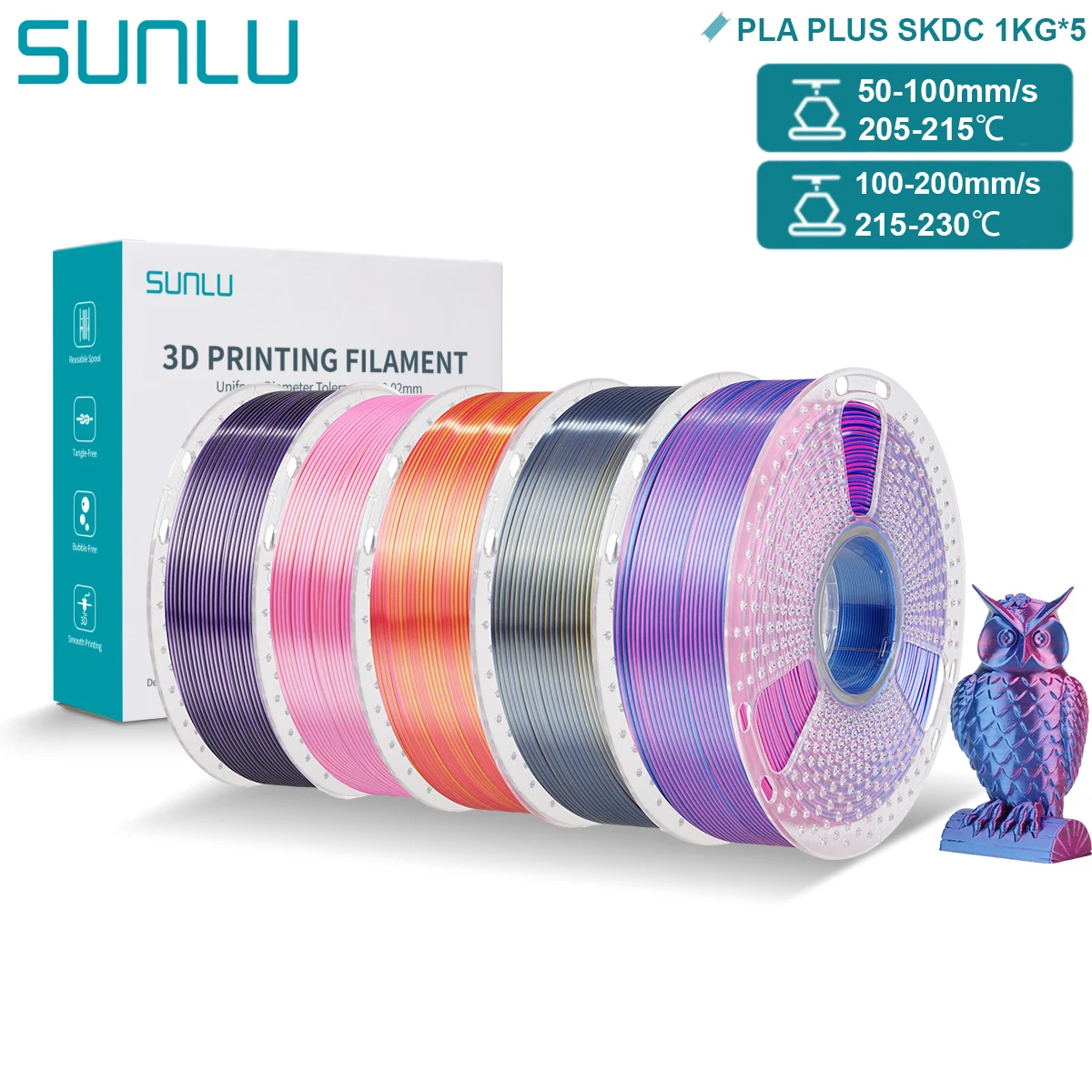 Filament SUNLU PLA Plus  Trójkolorowy Jedwabny (TRIPLE SILK)