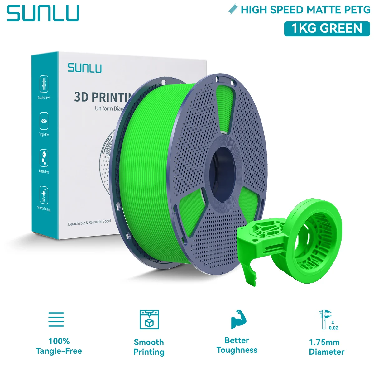 Filament SUNLU PETG Plus High-Speed Zielony Matowy (GREEN MATTE)