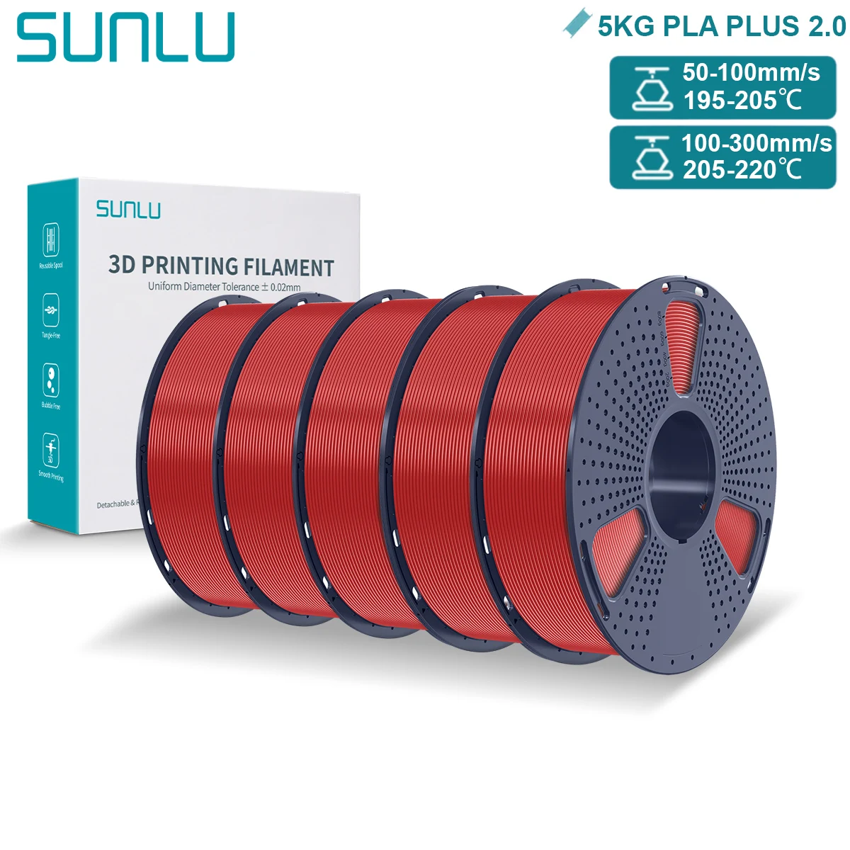 Filament SUNLU PLA Plus Czerwony (RED)