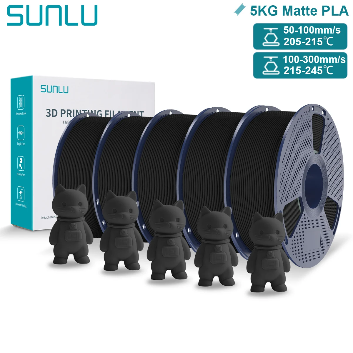 Filament SUNLU PLA Czarny Matowy (BLACK MATTE)