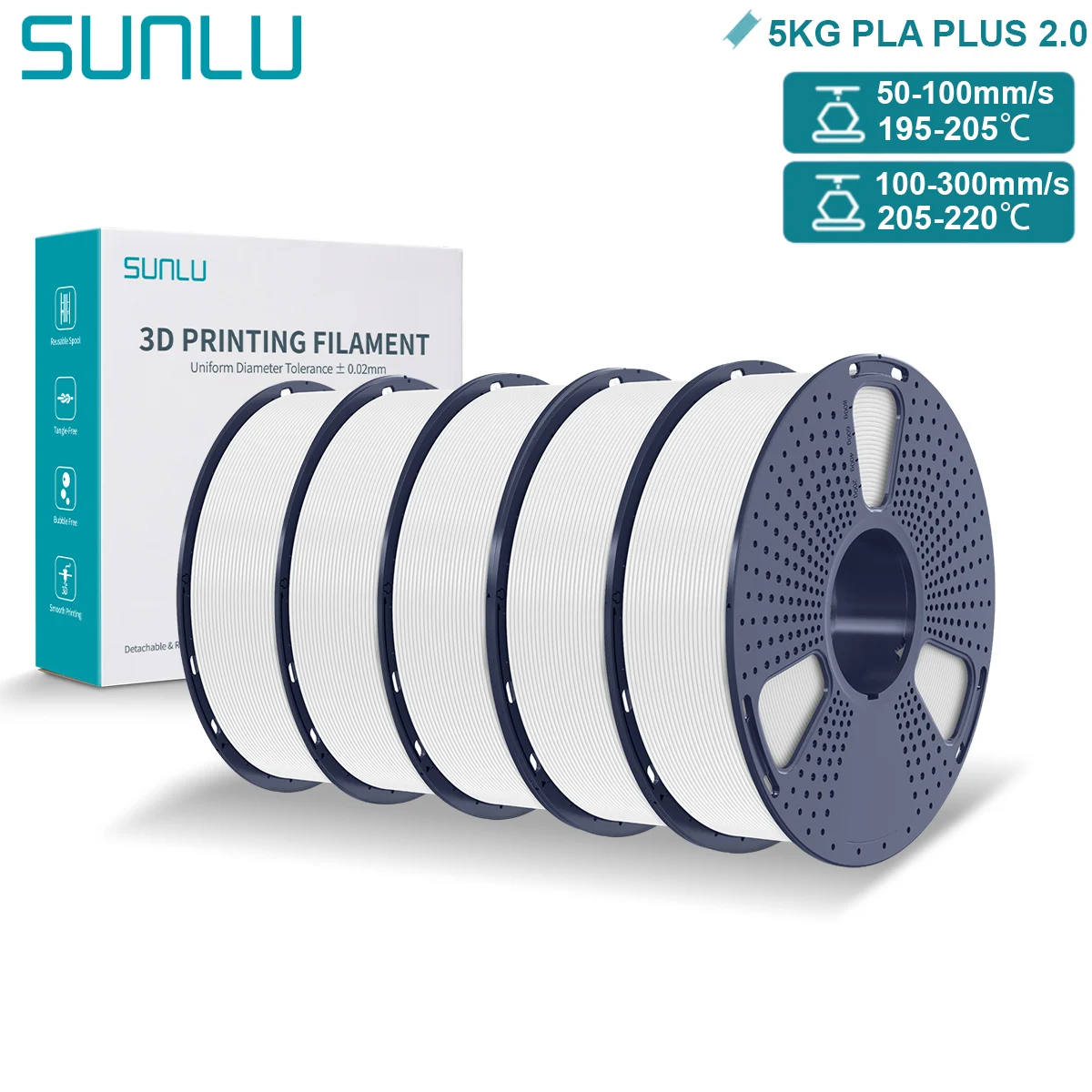 Filament SUNLU PLA Plus Biały (WHITE)