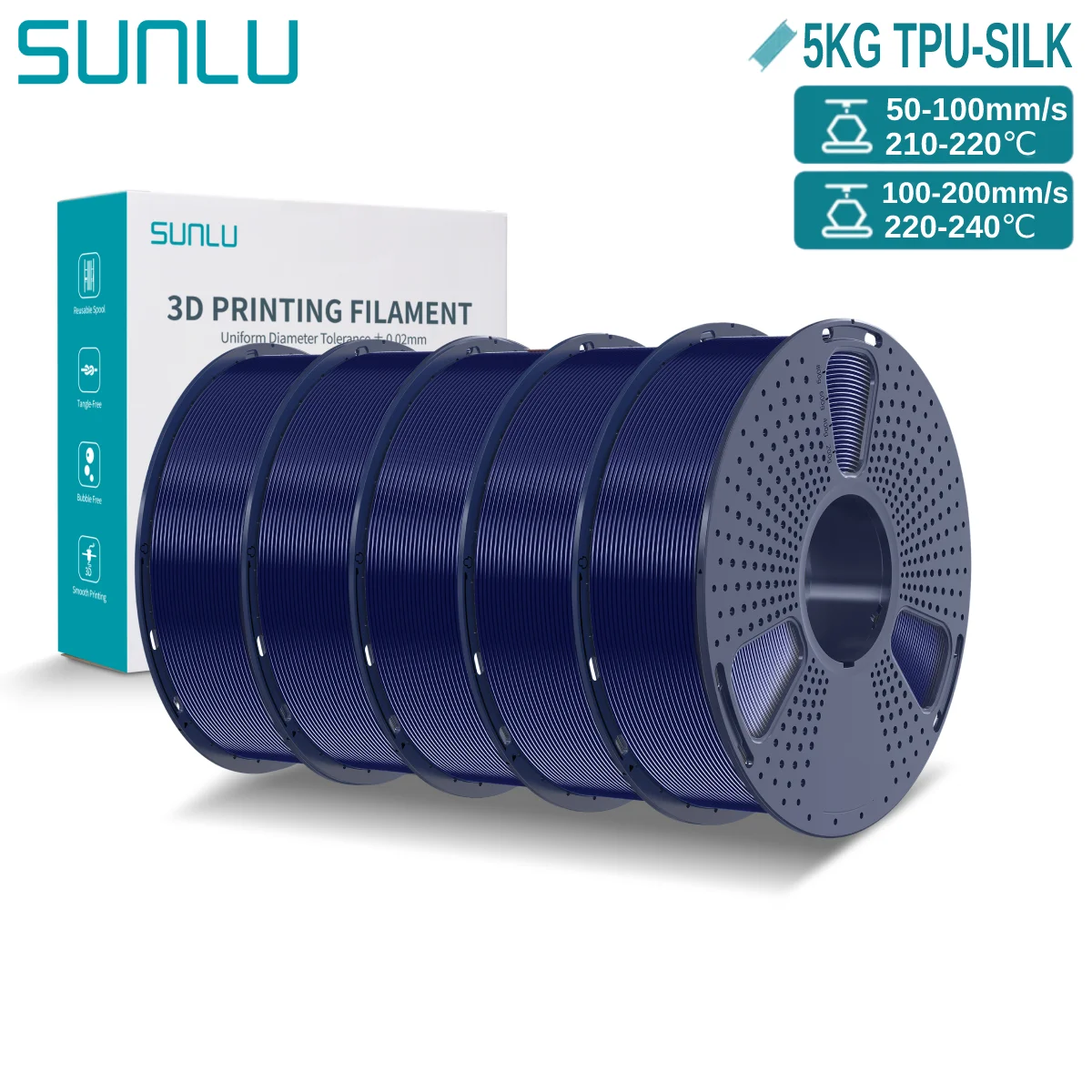 Filament SUNLU PLA High-Speed Niebieski Jedwabny (BLUE SILK)