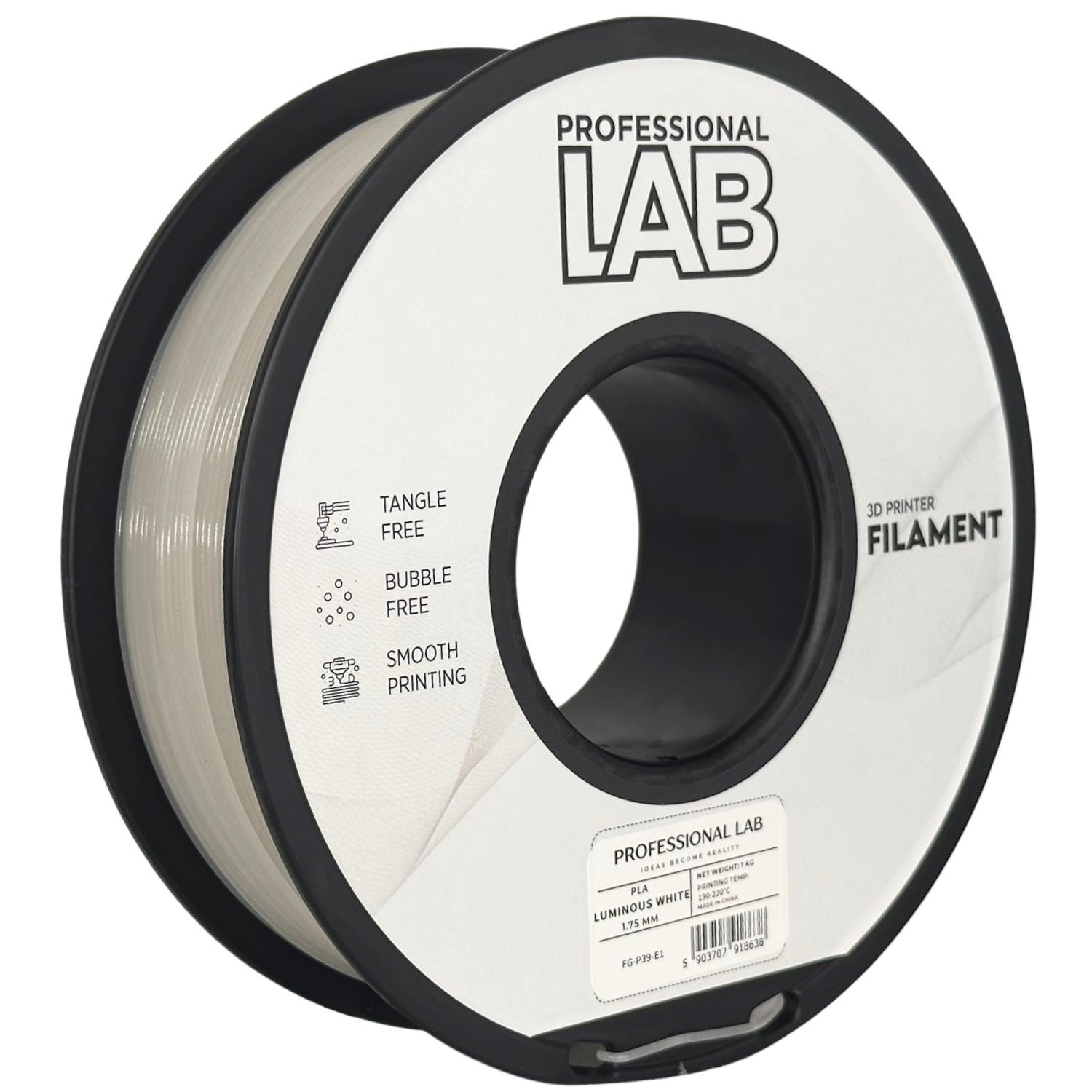 Filament Professional Lab PLA Biały Świecący w ciemności (WHITE GLOW)