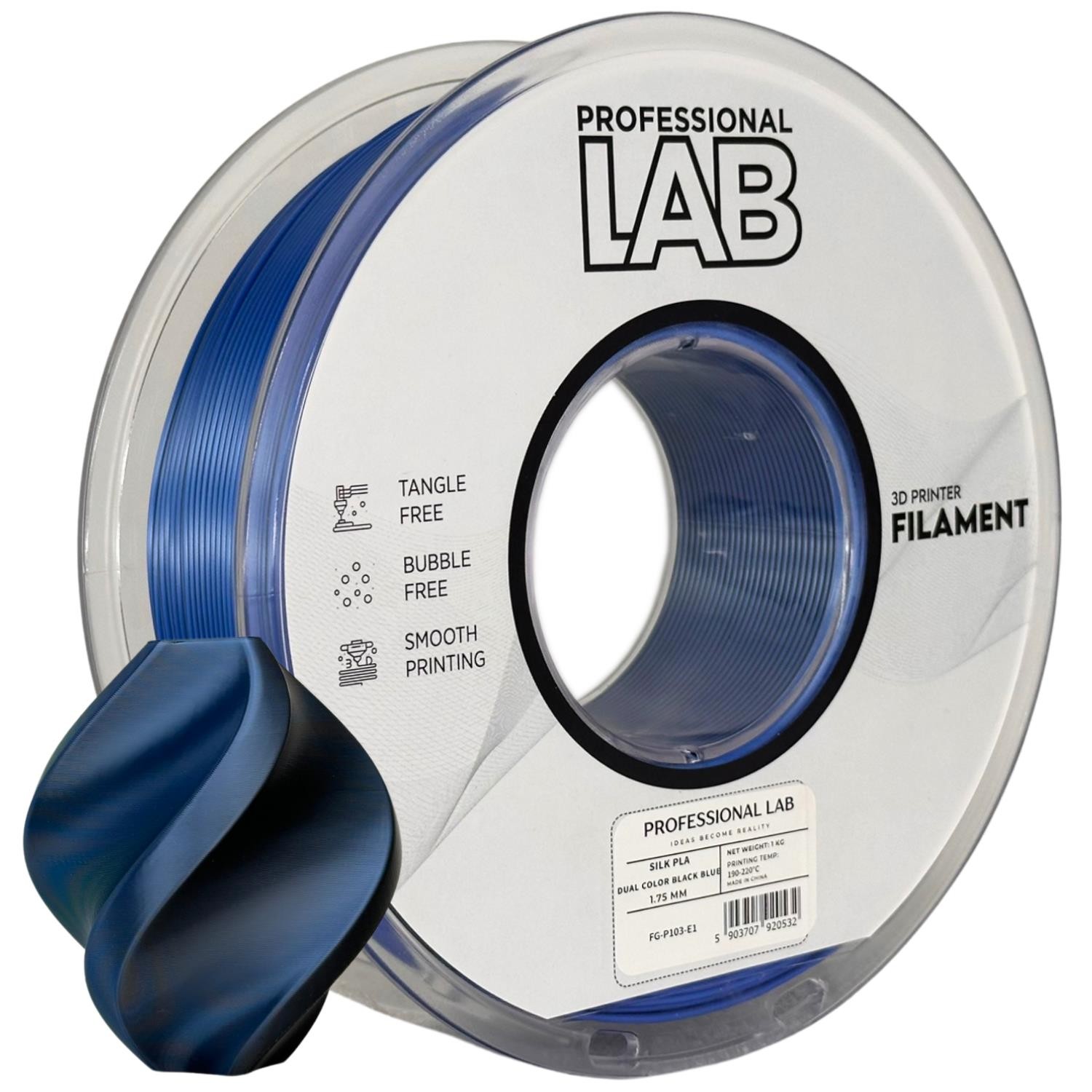 Filament Professional Lab PLA Niebieski Dwukolorowy Jedwabny (BLUE DUAL SILK)