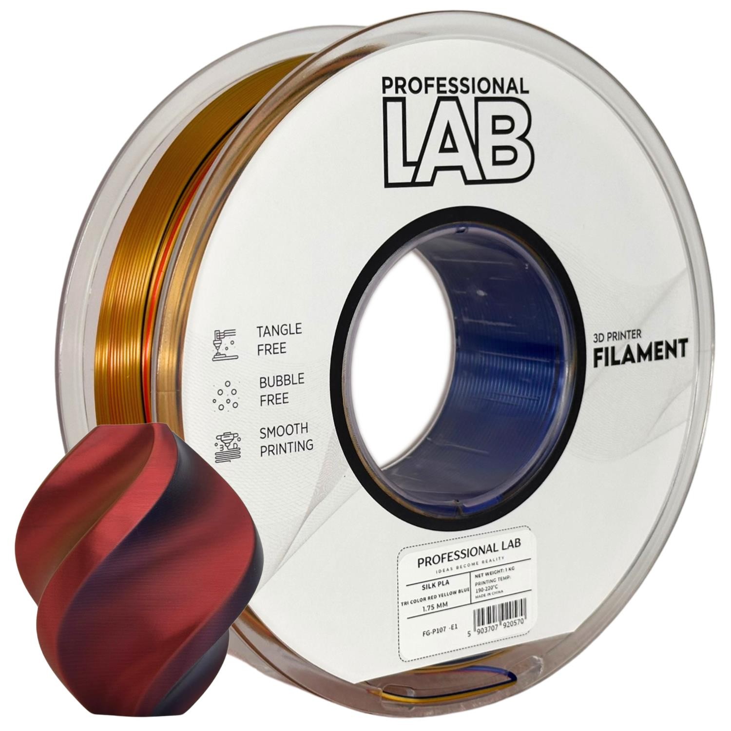 Filament Professional Lab PLA Niebieski Trójkolorowy Jedwabny (BLUE TRIPLE SILK)