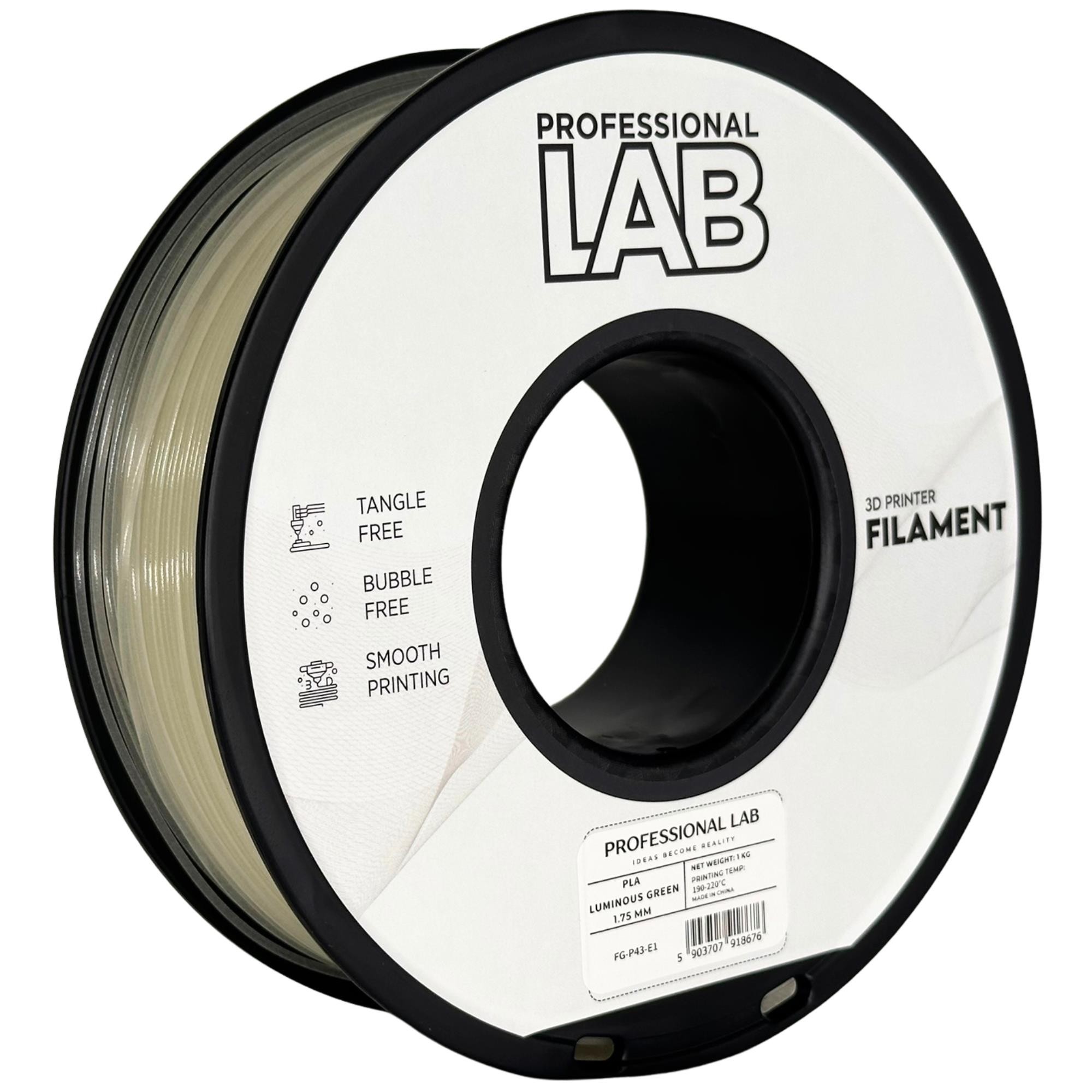 Filament Professional Lab PLA Zielony Świecący w ciemności (GREEN GLOW)