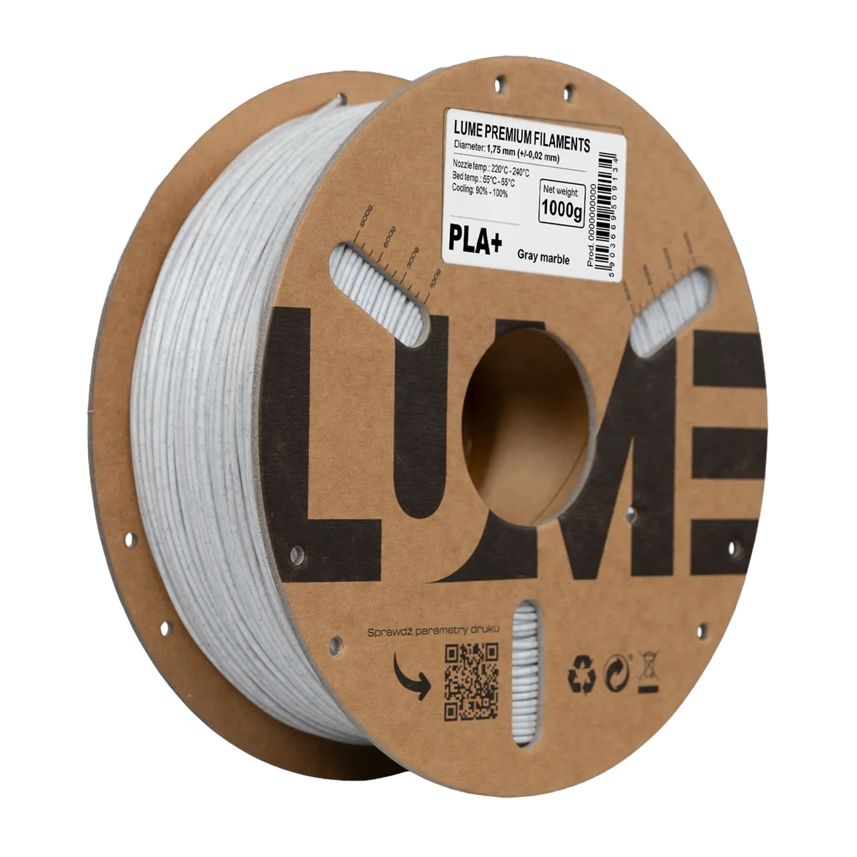 Filament LUME PLA Plus Szary Teksturowany (GRAY TEXTURED)